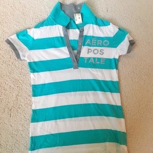 Aeropostale Collared V-Neck Button Down